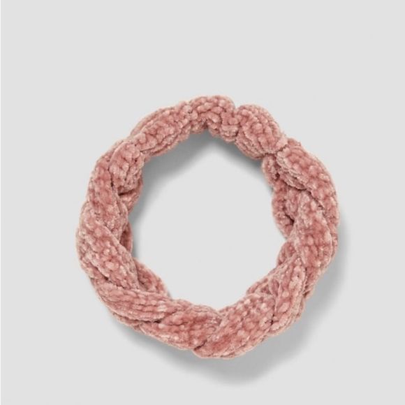 Set! Zara Chenille Braided Turban Style Headband & Blue & White Striped Headband - Picture 5 of 11